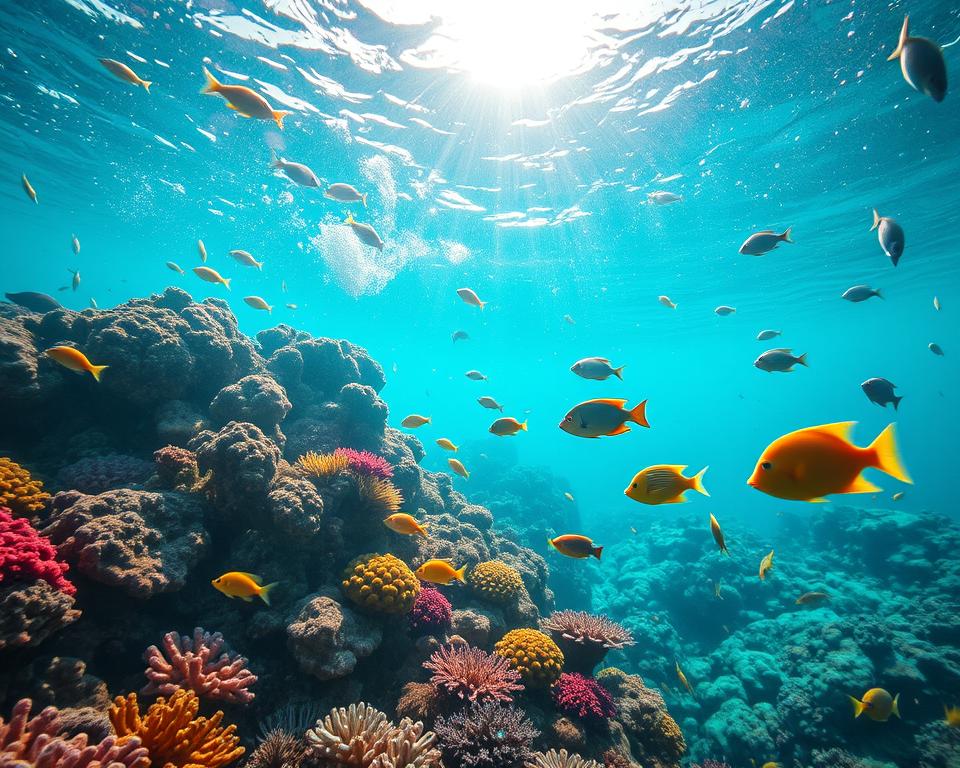 snorkeling in clear waters